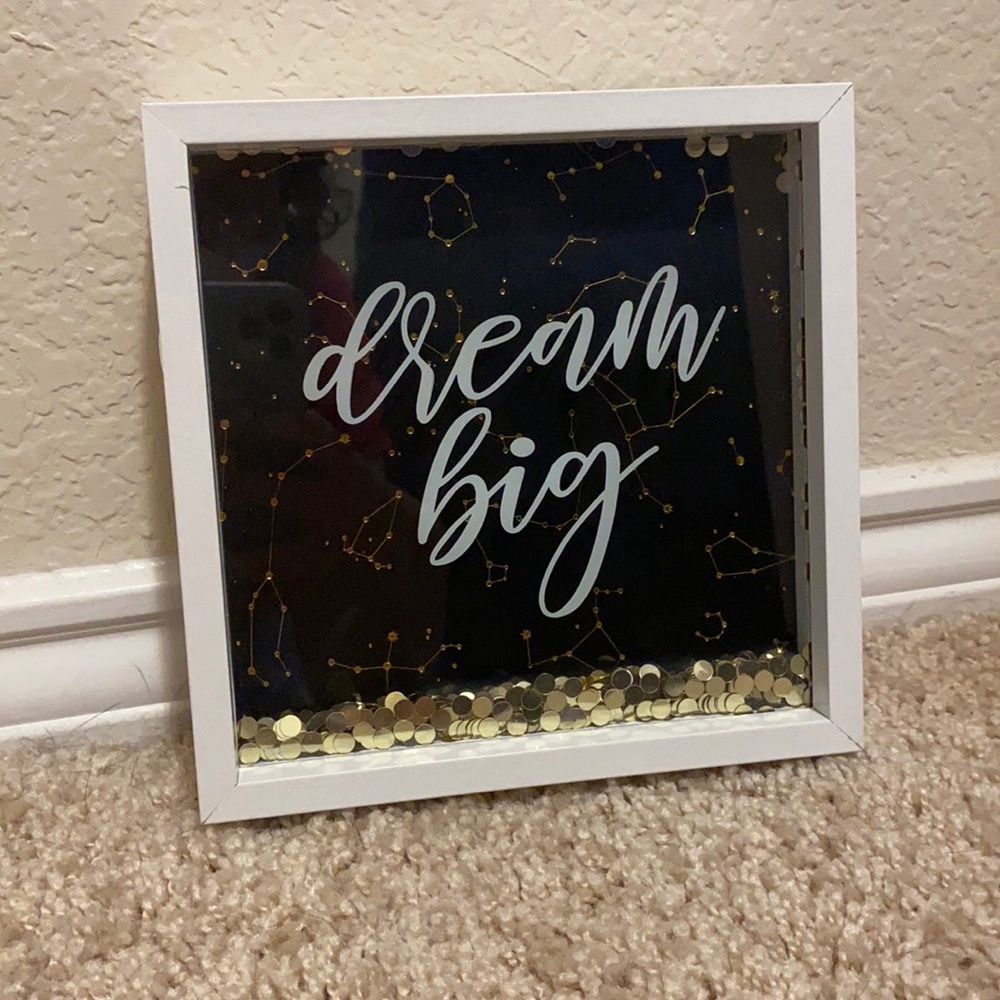 “Dream big” constellation glitter frame